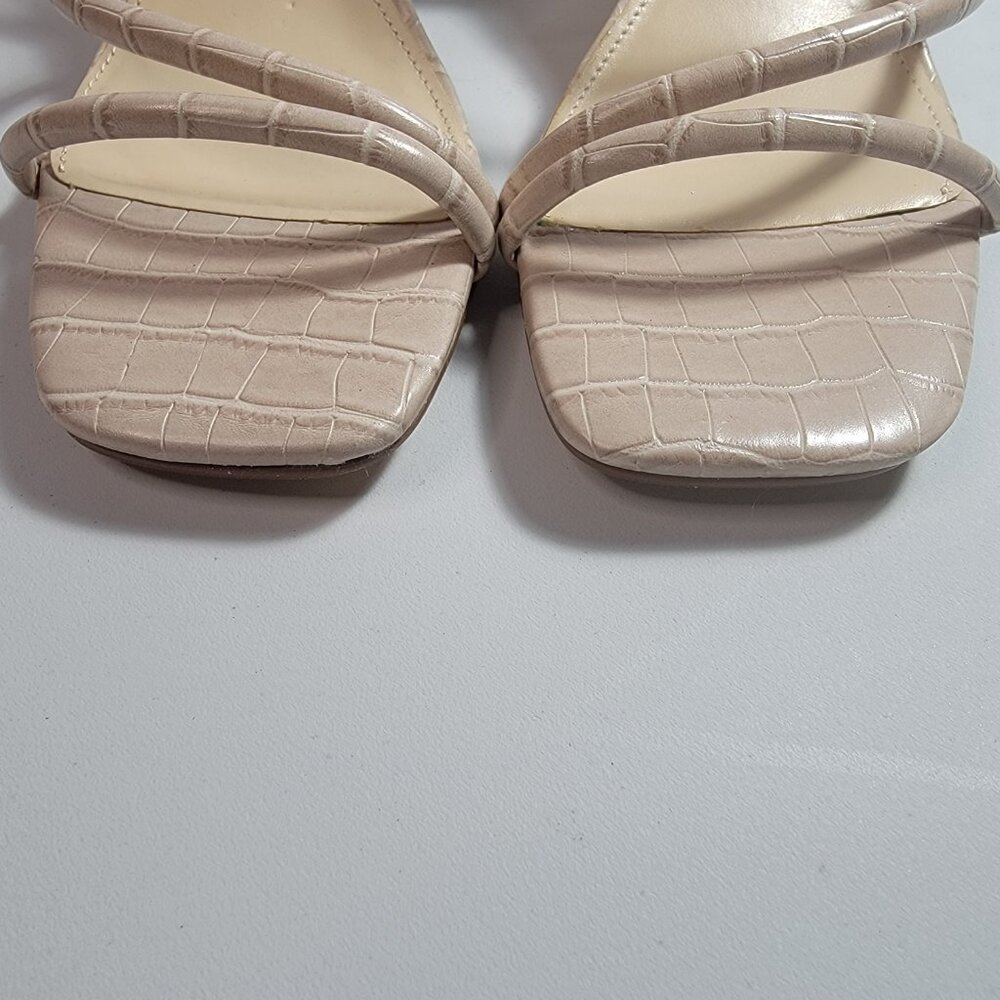 Nine West Women's Nude Grayce Faux Croc Leather Chunky Block Heels Size 7.5 - Picture 3 of 11
